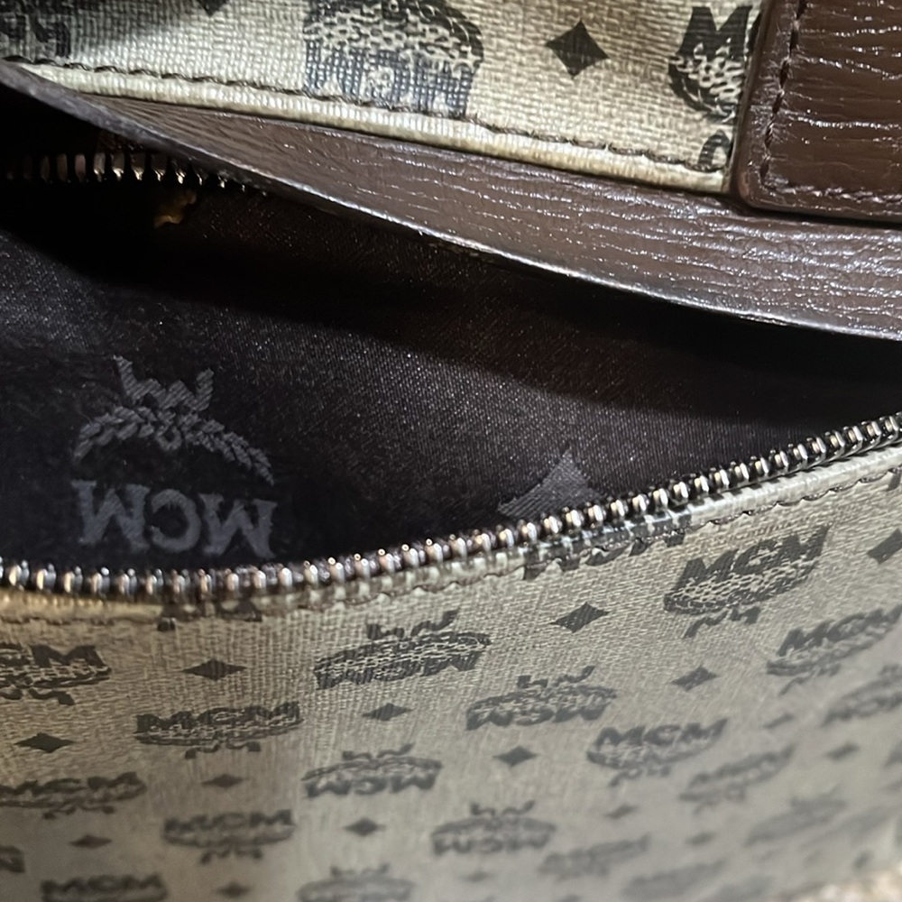 MCM Beige Monogram Visetos Canvas Leather Marble Briefcase Bag - Picture 7 of 15